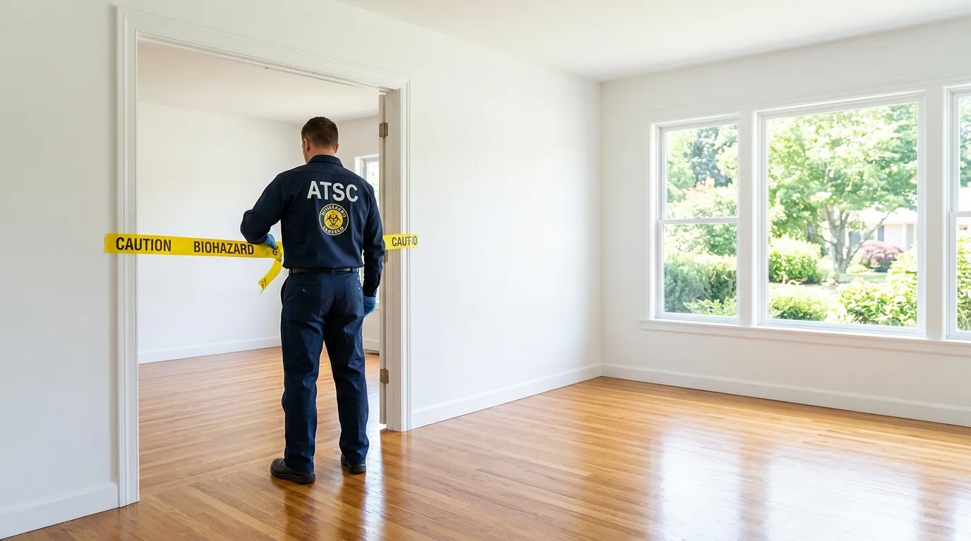 Certified biohazard cleanup crew performing Trauma Scene Cleanup in Taylor